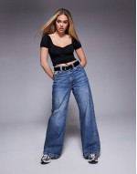 milk maid under bust cut out top in black