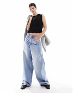 knitted tank in open stitch in black
