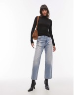 high neck second skin top in black