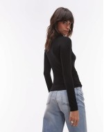 high neck second skin top in black