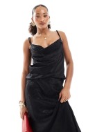 jacquard maxi skirt and cami top co-ord in black