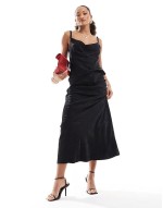 jacquard maxi skirt and cami top co-ord in black