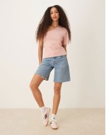 one shoulder ruched waist top in dusty pink