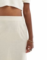 linen blend column maxi skirt in stone