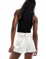 linen wrap skort in ivory