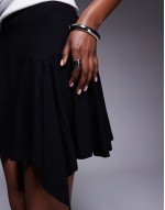 godet detail asymmetric mini skirt in black