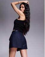 tailored short in navy pinstripe