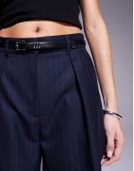 tailored short in navy pinstripe