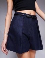 tailored short in navy pinstripe
