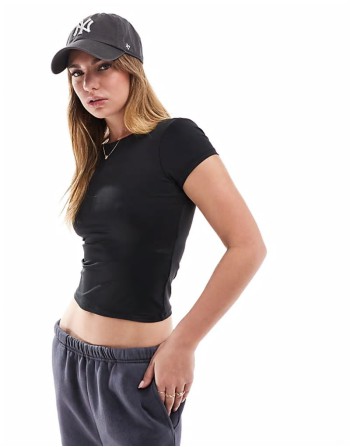 Cotton On backless boat neck t-shirt in black