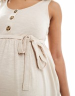 Mamalicious Maternity 2 function nursing button through maxi sundress in cream