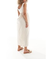 Mamalicious Maternity 2 function nursing button through maxi sundress in cream
