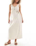 Mamalicious Maternity 2 function nursing button through maxi sundress in cream