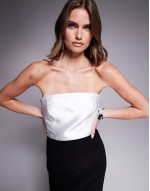 contrast drape maxi dress in black and white