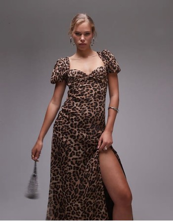 ruched sve occasion dress in animal print