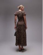 ruched sve occasion dress in animal print
