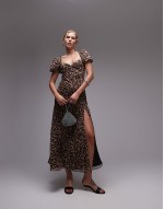ruched sve occasion dress in animal print