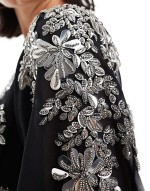 flutter sve embellished maxi dress in black