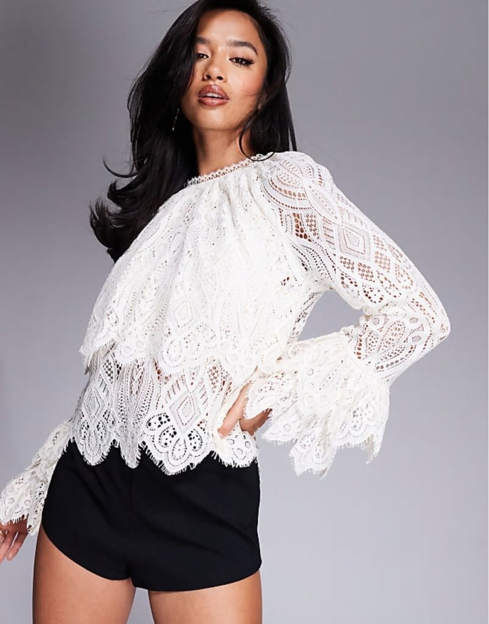 lace blouse in cream