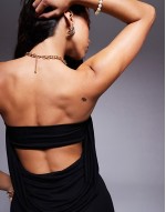 bandeau maxi dress with draped back detail in black