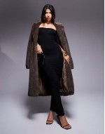 bandeau maxi dress with draped back detail in black