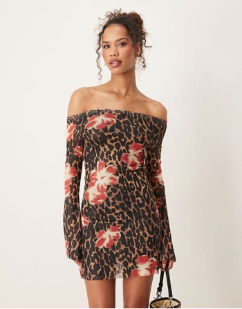 Oasis mini beach dress in leopard floral