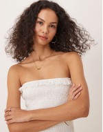 broderie ruched bandeau mini beach dress in white