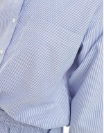 co-ord blue and white stripe shirt